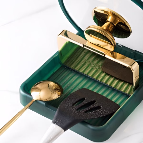Suport Pliabil, Flippy, pentru Capace, Linguri, Multifunctional, Plasare pe Blatul de Bucatarie, 18.9x16.2x2.6 cm, Verde - imagine 5