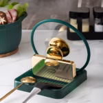 Suport Pliabil, Flippy, pentru Capace, Linguri, Multifunctional, Plasare pe Blatul de Bucatarie, 18.9x16.2x2.6 cm, Verde - imagine 12