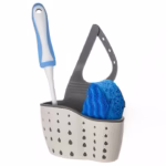 Suport Scurgere pentru Burete si Laveta de Vase Bucatarie, Flippy, Bej, Curea Reglabila, Plastic Flexibil, 15x 5x 20cm - imagine 3