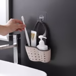 Suport Scurgere pentru Burete si Laveta de Vase Bucatarie, Flippy, Roz, Curea Reglabila, Plastic Flexibil, 15x 5x 21cm - imagine 5