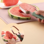 Taietor Decojitor pentru Pepene, Flippy, pentru Legume si Fructe, Multifunctional, Set din 3 Parti, Otel Inoxidabil si Plastic PP, 22.5 x 7 cm Verde - imagine 3