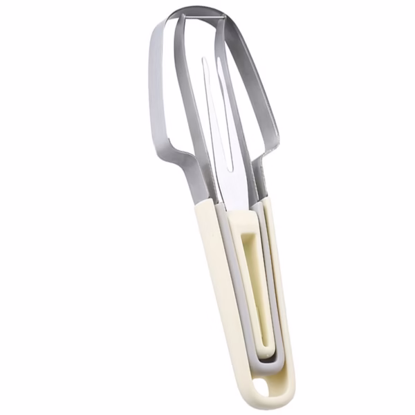 Taietor Decojitor pentru Pepene, Flippy, pentru Legume si Fructe, Multifunctional, Set din 3 Parti, Otel Inoxidabil si Plastic PP, 22.5 x 7 cm Galben - imagine 1
