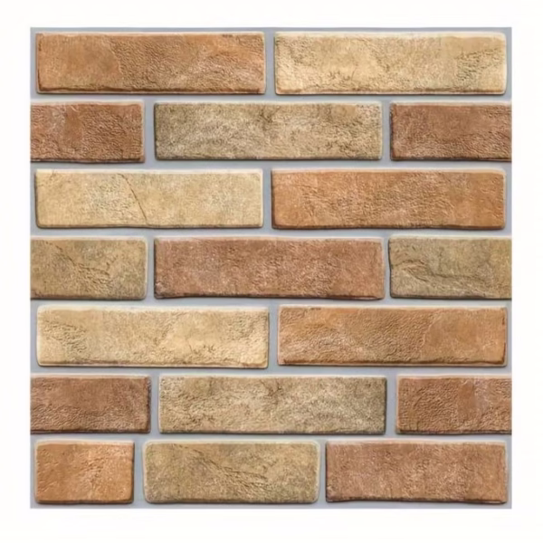 Set 10 x Placi Tapet Autocolant 3D cu Imitatie de Caramida de Piatra, pentru Perete Bucatarie Sufragerie, Usor de Curatat, Rezistent la Apa, Autoadeziv, 30x30 cm, Maro - imagine 1