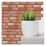 Set 10 x Placi Tapet Autocolant 3D cu Imitatie de Caramida, pentru Perete Bucatarie Sufragerie, Usor de Curatat, Rezistent la Apa, Autoadeziv, 30x30 cm, Maro - imagine 3