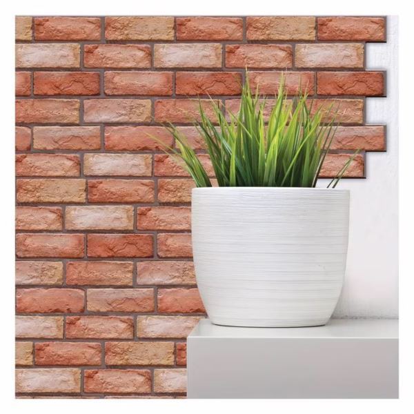 Set 10 x Placi Tapet Autocolant 3D cu Imitatie de Caramida, pentru Perete Bucatarie Sufragerie, Usor de Curatat, Rezistent la Apa, Autoadeziv, 30x30 cm, Maro - imagine 3