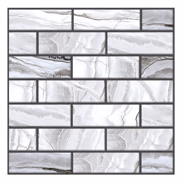 10 x Placi Tapet Autocolant 3D cu Imitatie de Marmura Dreptunghiulara, pentru Perete Bucatarie Sufragerie, Usor de Curatat, Rezistent la Apa, Autoadeziv, 30x30 cm, Gri - imagine 1