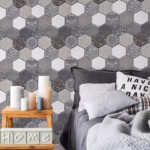 10 x Placi Tapet Autocolant 3D cu Imitatie de Marmura Hexagonala, pentru Perete Bucatarie Sufragerie, Usor de Curatat, Rezistent la Apa, Autoadeziv, 30x30 cm, Gri - imagine 6