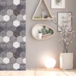 10 x Placi Tapet Autocolant 3D cu Imitatie de Marmura Hexagonala, pentru Perete Bucatarie Sufragerie, Usor de Curatat, Rezistent la Apa, Autoadeziv, 30x30 cm, Gri - imagine 8