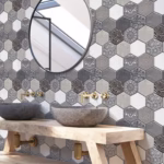 10 x Placi Tapet Autocolant 3D cu Imitatie de Marmura Hexagonala, pentru Perete Bucatarie Sufragerie, Usor de Curatat, Rezistent la Apa, Autoadeziv, 30x30 cm, Gri - imagine 9