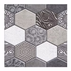 10 x Placi Tapet Autocolant 3D cu Imitatie de Marmura Hexagonala, pentru Perete Bucatarie Sufragerie, Usor de Curatat, Rezistent la Apa, Autoadeziv, 30x30 cm, Gri