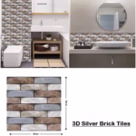 10 x Placi Tapet Autocolant 3D cu Imitatie de Marmura, pentru Perete Bucatarie Sufragerie, Usor de Curatat, Rezistent la Apa, Autoadeziv, 30x30 cm, Gri Maro Bej - imagine 2