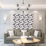 Set 10 x Placi Tapet Autocolant 3D cu Imitatie de Marmura, pentru Perete Bucatarie Sufragerie, Usor de Curatat, Rezistent la Apa, Autoadeziv, 30x30 cm, Alb Negru - imagine 2