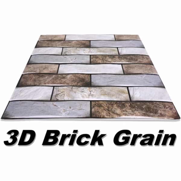 10 x Placi Tapet Autocolant 3D cu Imitatie de Marmura, pentru Perete Bucatarie Sufragerie, Usor de Curatat, Rezistent la Apa, Autoadeziv, 30x30 cm, Gri Maro Bej - imagine 7