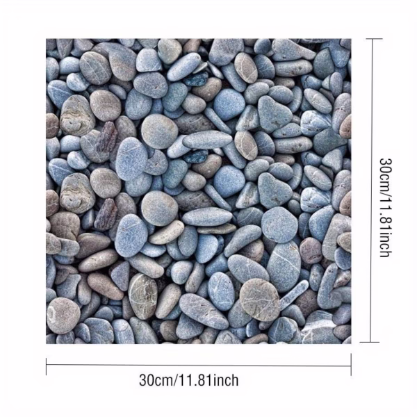 Set 10 x Placi Tapet Autocolant 3D cu Imitatie de Pietre Mici, pentru Perete Bucatarie Sufragerie, Usor de Curatat, Rezistent la Apa, Autoadeziv, 30x30 cm, Gri - imagine 5