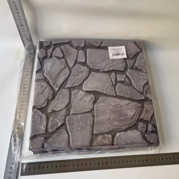 Set 10 x Placi Tapet Autocolant 3D cu Imitatie de Pietre, pentru Perete Bucatarie Sufragerie, Usor de Curatat, Rezistent la Apa, Autoadeziv, 30x30 cm, Gri - imagine 2