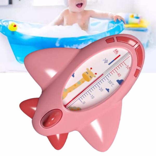 Termometru pentru Baie, Flippy, Plutitor, Rezistent la apa, Multifunctional, Model Avion, 11x10x4 cm, Roz - imagine 2
