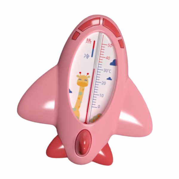 Termometru pentru Baie, Flippy, Plutitor, Rezistent la apa, Multifunctional, Model Avion, 11x10x4 cm, Roz - imagine 1