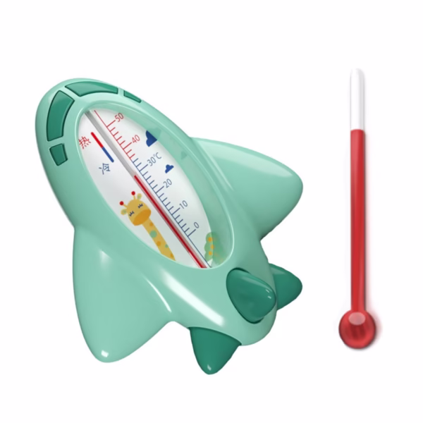 Termometru pentru Baie, Flippy, Plutitor, Rezistent la apa, Multifunctional, Model Avion, 11x10x4 cm, Verde - imagine 3