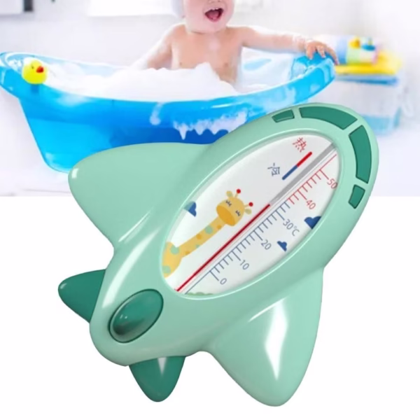 Termometru pentru Baie, Flippy, Plutitor, Rezistent la apa, Multifunctional, Model Avion, 11x10x4 cm, Verde - imagine 5