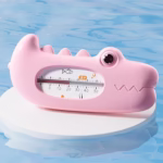 Termometru pentru Baie, Flippy, Plutitor, Rezistent la apa, Multifunctional, Model Crocodil, 2.7x6.5x3.7 cm, Roz - imagine 2