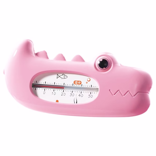 Termometru pentru Baie, Flippy, Plutitor, Rezistent la apa, Multifunctional, Model Crocodil, 2.7x6.5x3.7 cm, Roz - imagine 1