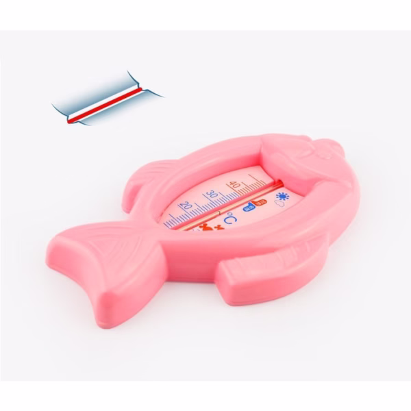 Termometru pentru Baie, Flippy, Plutitor, Rezistent la apa, Multifunctional, Model Peste, 15.5x9.5x2 cm, Roz - imagine 2
