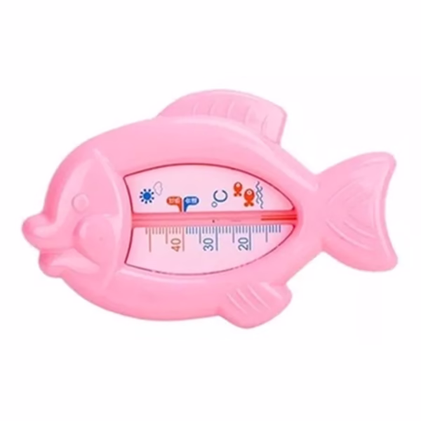 Termometru pentru Baie, Flippy, Plutitor, Rezistent la apa, Multifunctional, Model Peste, 15.5x9.5x2 cm, Roz - imagine 1