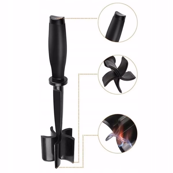 Tocator de Carne Manual, Flippy, cu Lama pentru Tocarea si Amestecarea Carnii, 28x6cm, cu 5 Lame Curbate, Rezistent la Caldura, Multifunctional, Plastic Rezistent, Negru - imagine 4