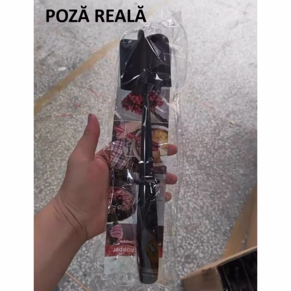 Tocator de Carne Manual, Flippy, cu Lama pentru Tocarea si Amestecarea Carnii, 28x6cm, cu 5 Lame Curbate, Rezistent la Caldura, Multifunctional, Plastic Rezistent, Negru - imagine 8