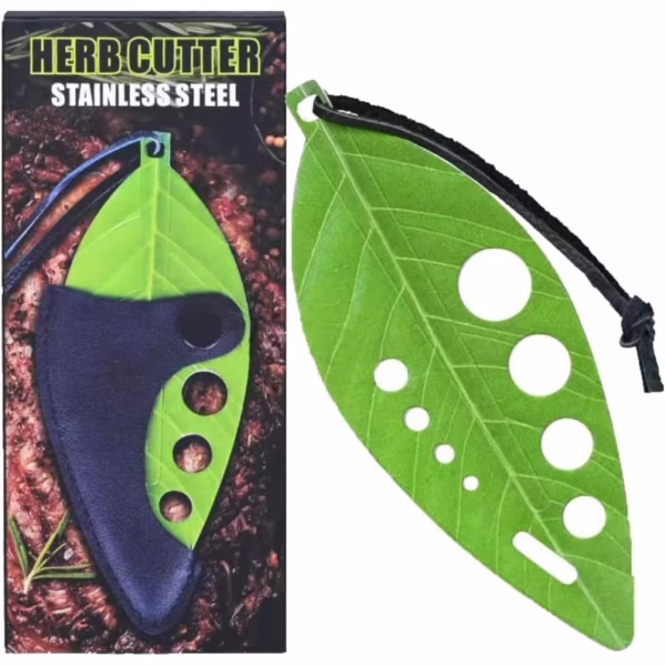 Tocator manual pentru ierburi Flippy, instrument de curatat frunze, tocator, margini ascutie, 9 gauri de diferite dimensiuni, multifunctional, material otel inoxidabil, rezistent la rugina, 14 x 5.5 cm, verde - imagine 10