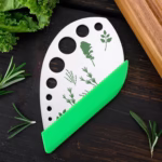 Tocator manual pentru ierburi Flippy, instrument de curatat frunze, margini ascutie, 9 gauri de diferite dimensiuni, multifunctional, material otel inoxidabil, maner ergonomic, rezistent la rugina, 12.3 x 6.9 cm, argintiu - imagine 4
