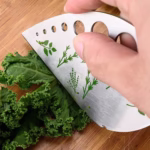 Tocator manual pentru ierburi Flippy, instrument de curatat frunze, margini ascutie, 9 gauri de diferite dimensiuni, multifunctional, material otel inoxidabil, maner ergonomic, rezistent la rugina, 12.3 x 6.9 cm, argintiu - imagine 7