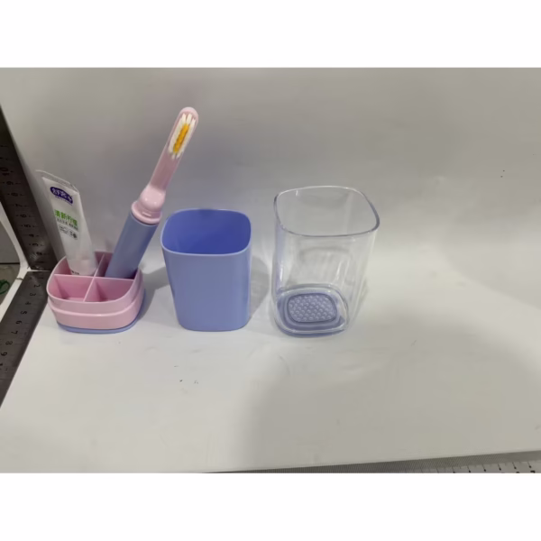 Cana Multifunctionala pentru Voiaj, Flippy, cu Functii de Depozitare si Suport Articole Igiena Dentara, 13 x 6.8 x 6 cm, Roz Mov - imagine 2
