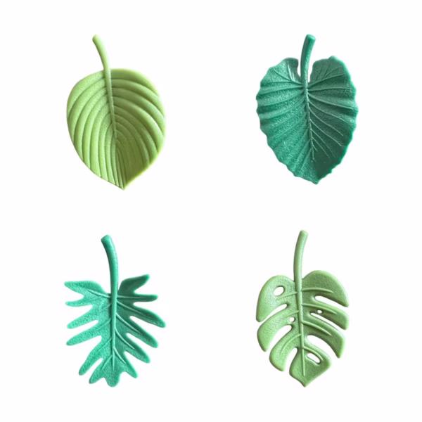Set 4 Magneti de Frigider, Flippy, Model Frunze, din ABS si Magnet, Verde - imagine 1