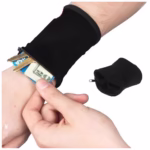 Banderola pentru Încheietura Mainii, Flippy, Suport Carduri si Chei, Multifunctional, cu Fermoar, Impermeabil, Confortabil, Negru - imagine 4
