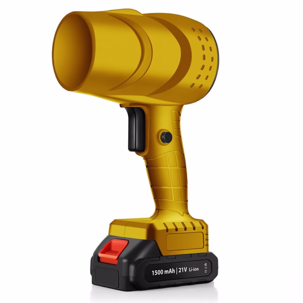 Suflanta de Aer Multifunctionala Portabila, Flippy, Incarcare Auto, pentru Gratar, Masina, Indepartare Frunze si Praf, 1500 mAh, Viteta de Rotatie 25000 RPM, 2 Baterii de Li si Incarcator, Galben - imagine 2