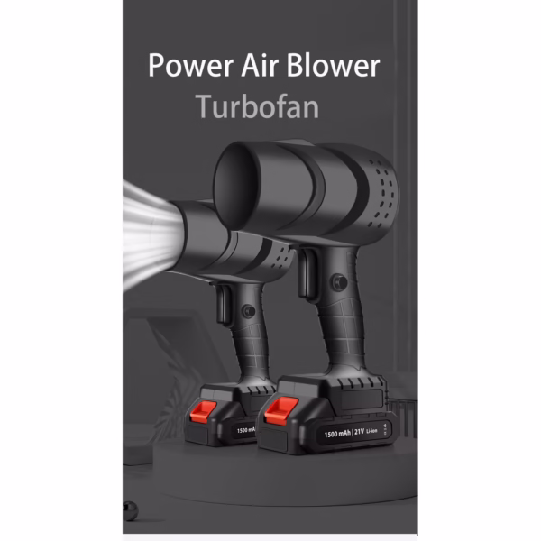 Suflanta de Aer Multifunctionala Portabila, Flippy, Incarcare Auto, pentru Gratar, Masina, Indepartare Frunze si Praf, 1500 mAh, Viteta de Rotatie 25000 RPM, 2 Baterii de Li si Incarcator, Negru - imagine 3