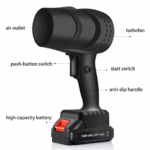 Suflanta de Aer Multifunctionala Portabila, Flippy, Incarcare Auto, pentru Gratar, Masina, Indepartare Frunze si Praf, 1500 mAh, Viteta de Rotatie 25000 RPM, 2 Baterii de Li si Incarcator, Negru - imagine 2