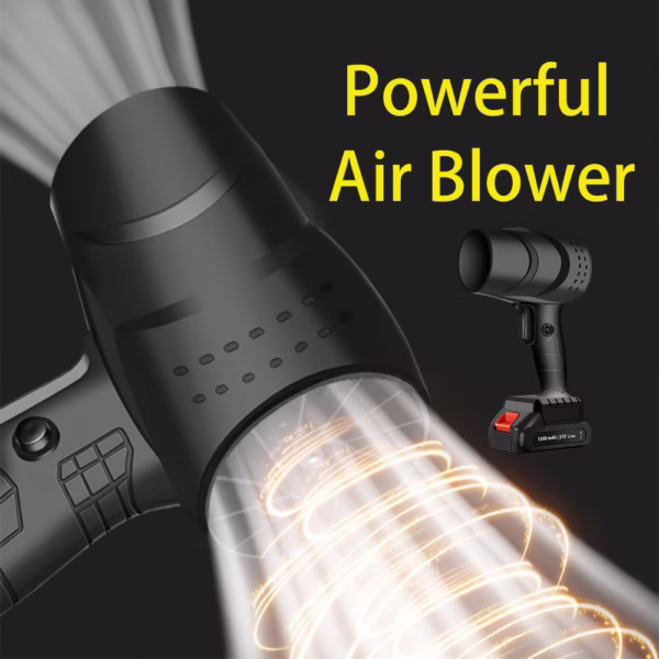 Suflanta de Aer Multifunctionala Portabila, Flippy, Incarcare Auto, pentru Gratar, Masina, Indepartare Frunze si Praf, 1500 mAh, Viteta de Rotatie 25000 RPM, 2 Baterii de Li si Incarcator, Buton Lateral, Turcoaz - imagine 3