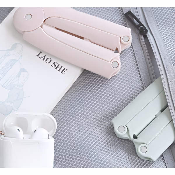Umeras Pliabil de Calatorie, Flippy, Mini Cuier Portabil pentru Haine, Suport de Uscare, 14x7x1.4cm, Roz - imagine 2