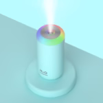 Umidificator, H2O, cu Difuzor de Aroma, Lumina de Noapte LED in 7 Culori, Zgomot Redus, 14.7x7.2cm, 350mL, Culoare Albastra - imagine 2