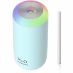 Umidificator, H2O, cu Difuzor de Aroma, Lumina de Noapte LED in 7 Culori, Zgomot Redus, 14.7x7.2cm, 350mL, Culoare Albastra - imagine 5