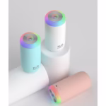 Umidificator, H2O, cu Difuzor de Aroma, Lumina de Noapte LED in 7 Culori, Zgomot Redus, 14.7x7.2cm, 350mL, Culoare Roz - imagine 5