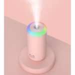 Umidificator, H2O, cu Difuzor de Aroma, Lumina de Noapte LED in 7 Culori, Zgomot Redus, 14.7x7.2cm, 350mL, Culoare Roz - imagine 6