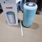 Umidificator, H2O, cu Difuzor de Aroma, Lumina de Noapte LED in 7 Culori, Zgomot Redus, 14.7x7.2cm, 350mL, Culoare Albastra - imagine 6