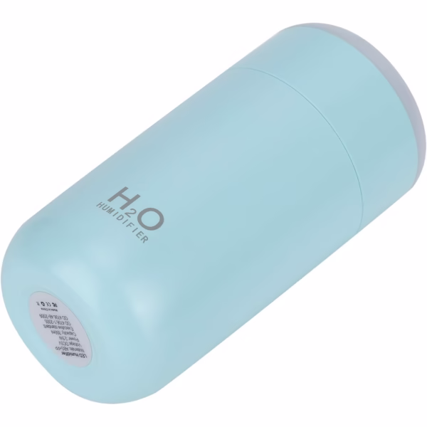 Umidificator, H2O, cu Difuzor de Aroma, Lumina de Noapte LED in 7 Culori, Zgomot Redus, 14.7x7.2cm, 350mL, Culoare Albastra - imagine 8