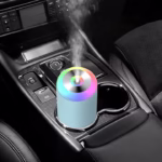 Umidificator, H2O, cu Difuzor de Aroma, Lumina de Noapte LED in 7 Culori, Zgomot Redus, 14.7x7.2cm, 350mL, Culoare Albastra - imagine 9