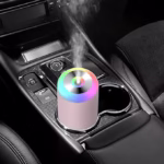 Umidificator, H2O, cu Difuzor de Aroma, Lumina de Noapte LED in 7 Culori, Zgomot Redus, 14.7x7.2cm, 350mL, Culoare Roz - imagine 8