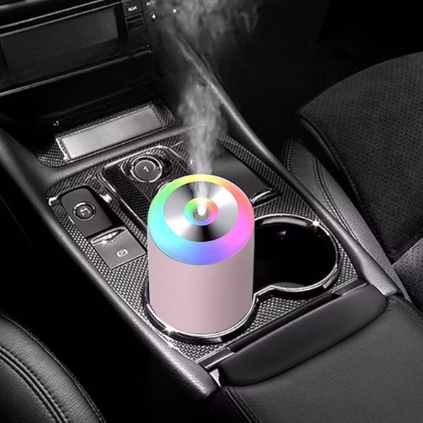 Umidificator, H2O, cu Difuzor de Aroma, Lumina de Noapte LED in 7 Culori, Zgomot Redus, 14.7x7.2cm, 350mL, Culoare Roz - imagine 8
