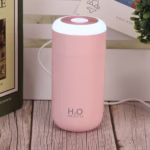 Umidificator, H2O, cu Difuzor de Aroma, Lumina de Noapte LED in 7 Culori, Zgomot Redus, 14.7x7.2cm, 350mL, Culoare Roz - imagine 9